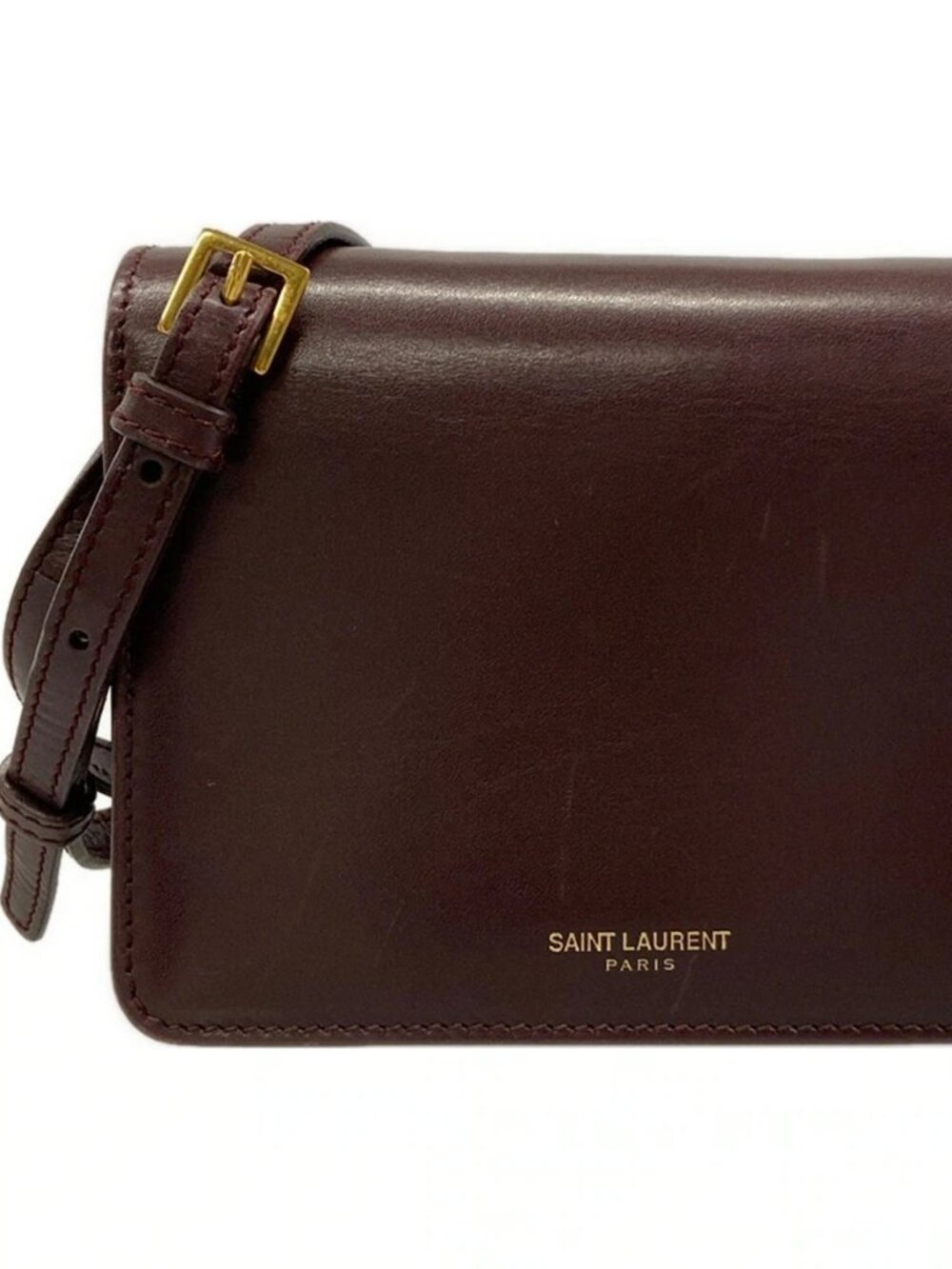 SAINT LAURENT PARIS 326586 Bordeaux Leather Shoulder Bag